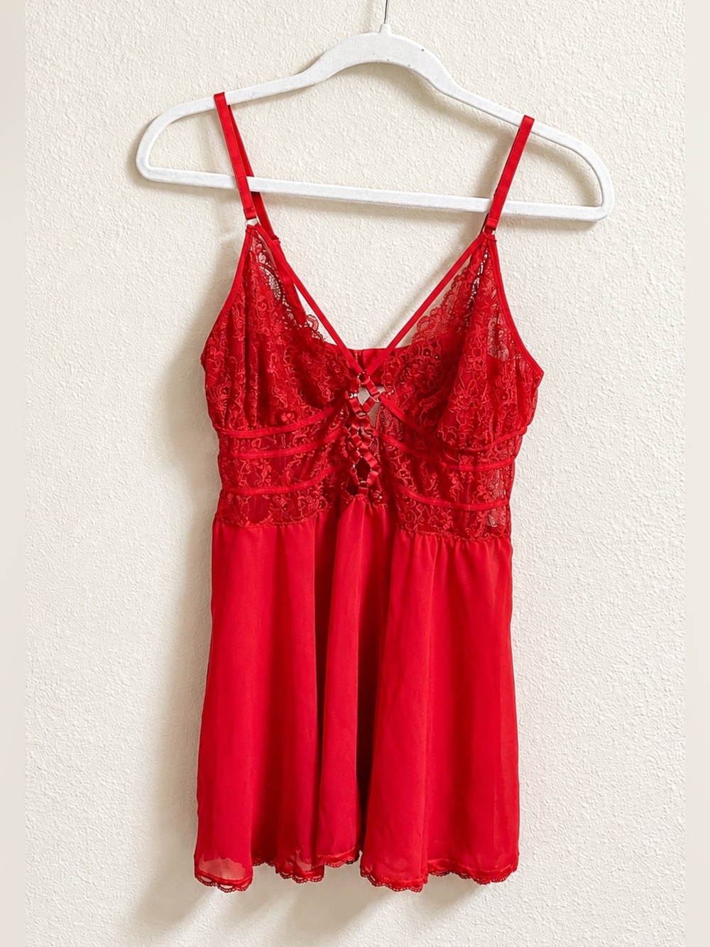 Seductive Wear by Cinema Red Lace Babydoll Chemise Lingerie Size M